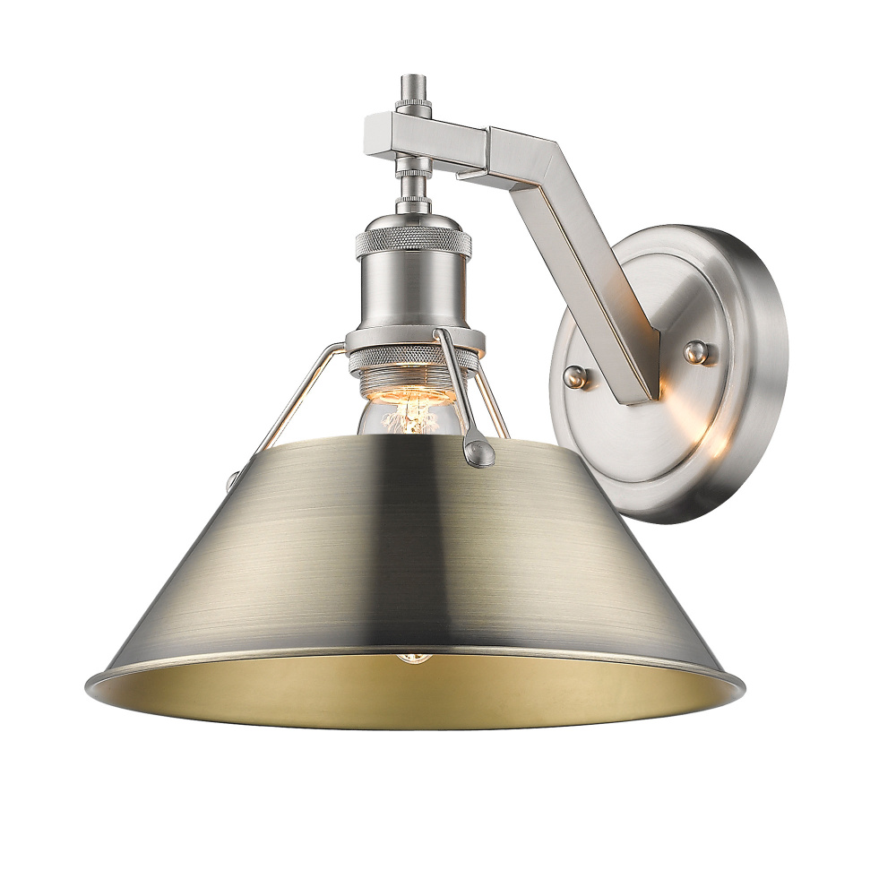 Yep by Golden Lighting Orwell 1-light Wall Sconce in Pewter and Aged Brass shade